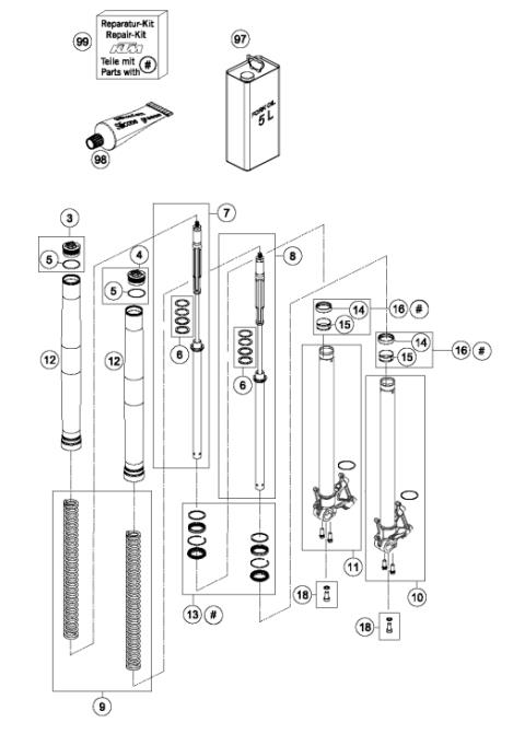 FRONT FORK DISASSEMBLED            