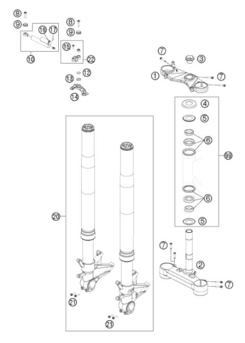 FRONT FORK, TRIPLE CLAMP           
