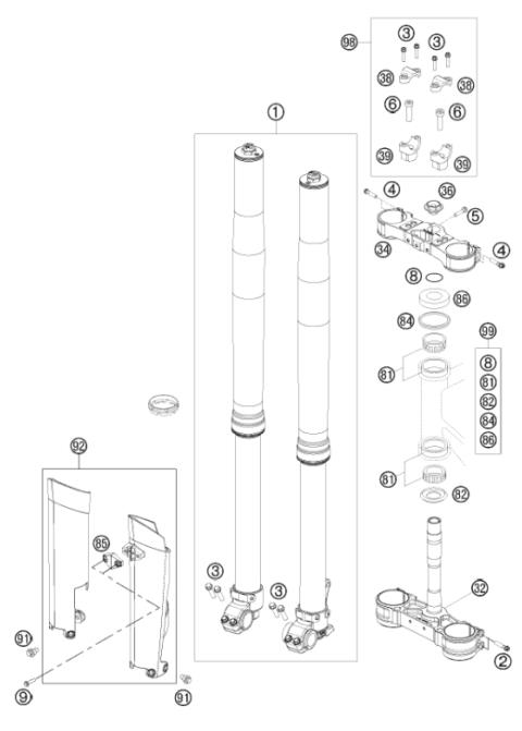 FRONT FORK, TRIPLE CLAMP           