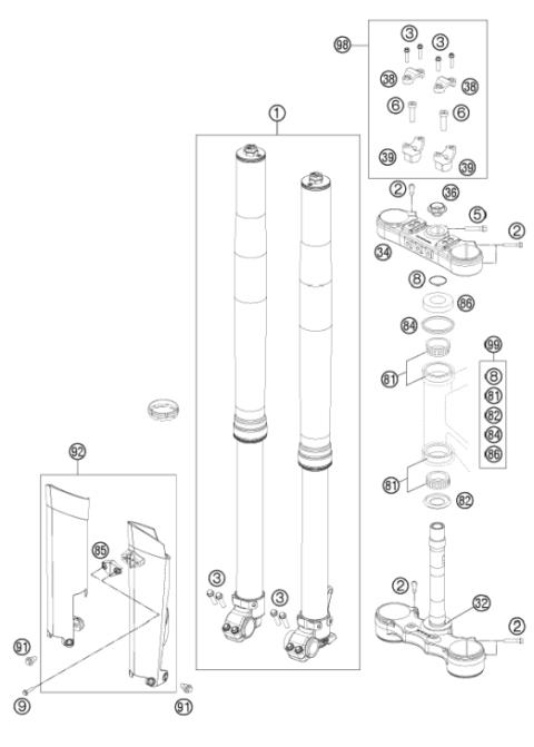 FRONT FORK, TRIPLE CLAMP           
