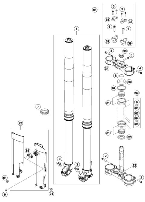 FRONT FORK, TRIPLE CLAMP           