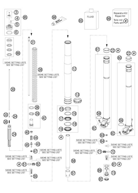 FRONT FORK DISASSEMBLED            