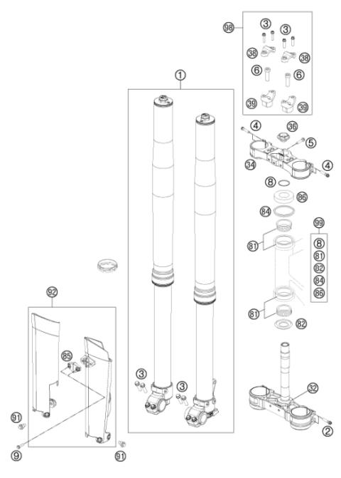 FRONT FORK, TRIPLE CLAMP           