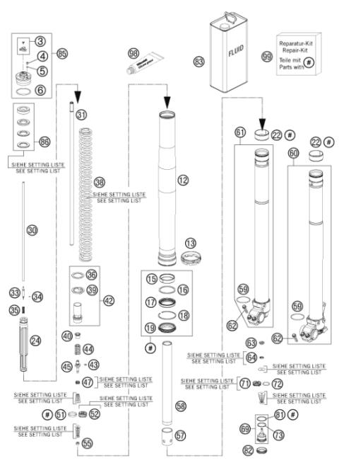 FRONT FORK DISASSEMBLED            