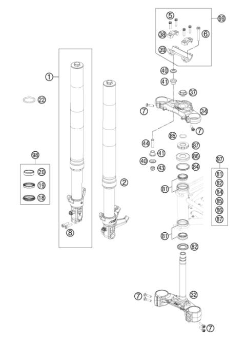FRONT FORK, TRIPLE CLAMP           