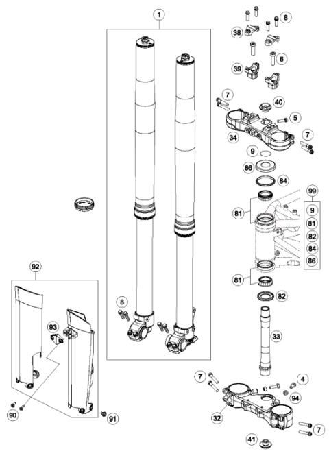FRONT FORK, TRIPLE CLAMP           