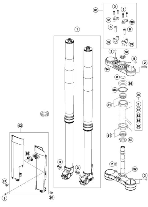 FRONT FORK, TRIPLE CLAMP           