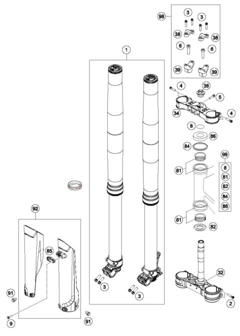 FRONT FORK, TRIPLE CLAMP           
