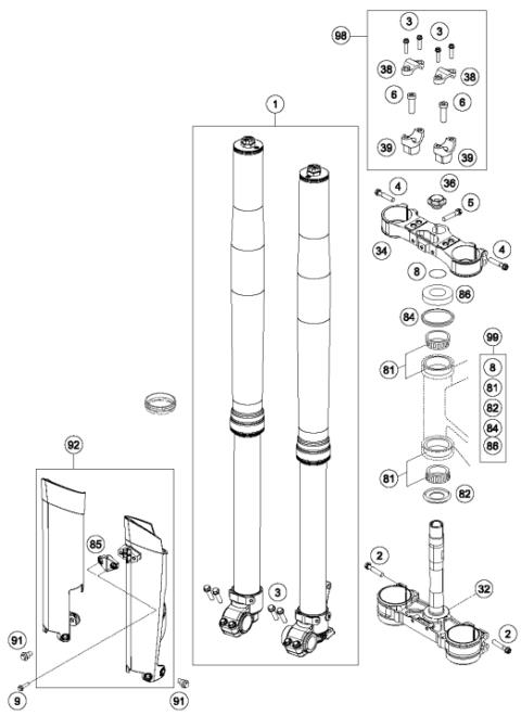 FRONT FORK, TRIPLE CLAMP           