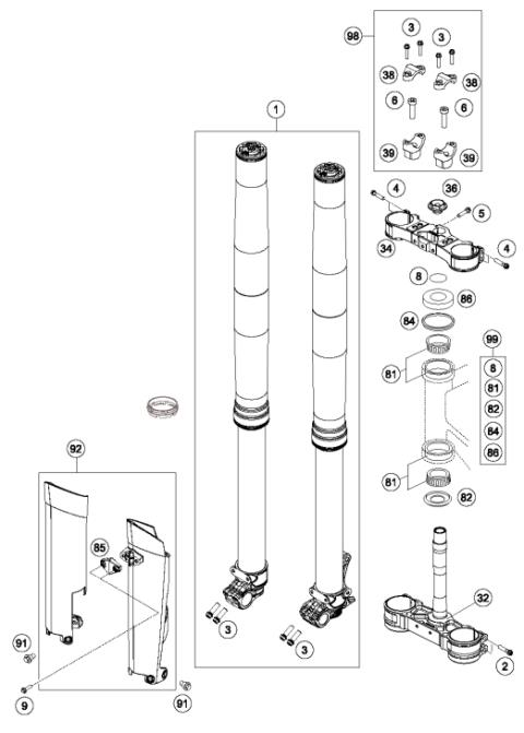 FRONT FORK, TRIPLE CLAMP           