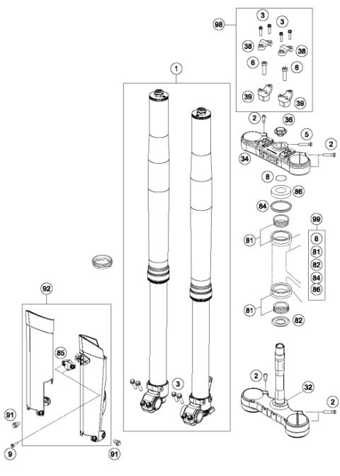 FRONT FORK, TRIPLE CLAMP           