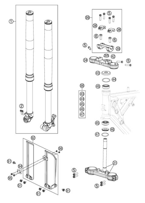 FRONT FORK, TRIPLE CLAMP           