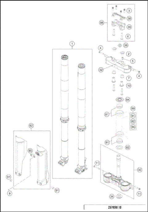 FRONT FORK, TRIPLE CLAMP