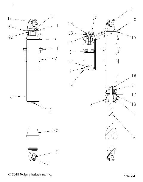 SUSPENSION, SHOCK, FRONT PIGGYBACK, LH, RH, INTERNALS - A20SLZ95AE (102064)
