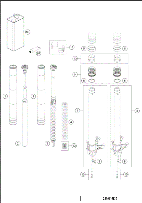 FRONT FORK DISASSEMBLED