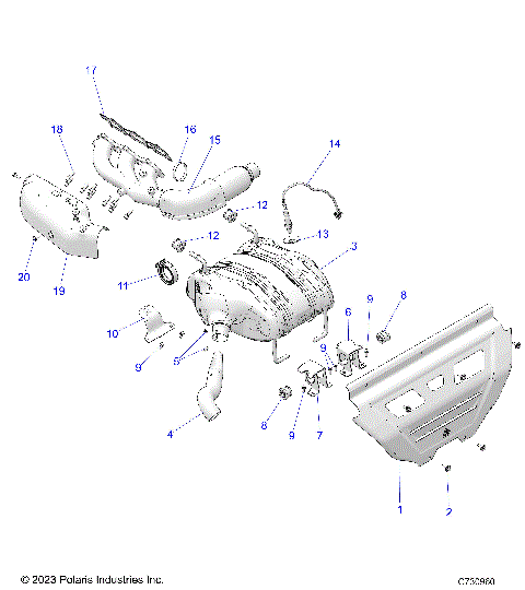 ENGINE, EXHAUST - R25X6W1RB9/BD/BM (C730960)