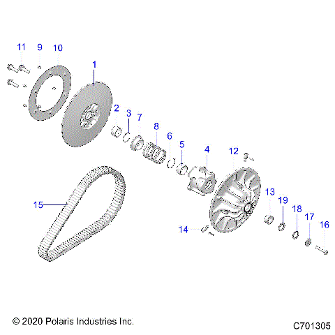 DRIVE TRAIN, SECONDARY CLUTCH - R21RRE99FP/F9 (C701305)