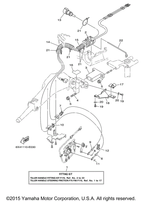 TILLER HANDLE FITTING KIT F115