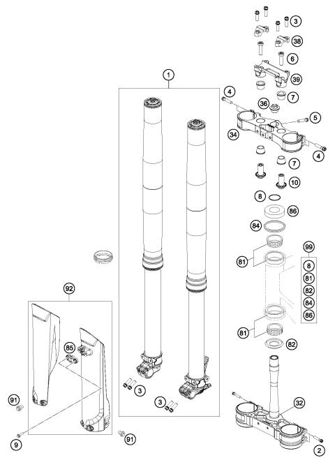 FRONT FORK, TRIPLE CLAMP           