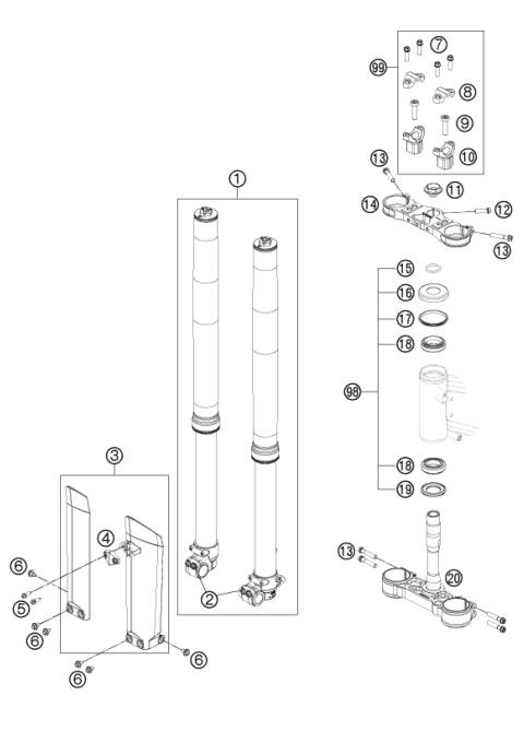 FRONT FORK, TRIPLE CLAMP           