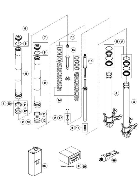 FRONT FORK DISASSEMBLED            