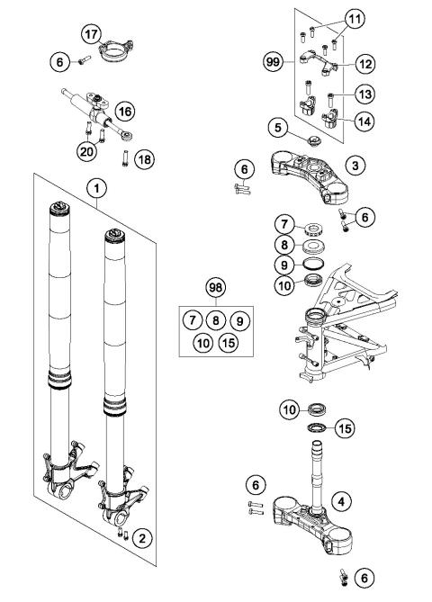 FRONT FORK, TRIPLE CLAMP           