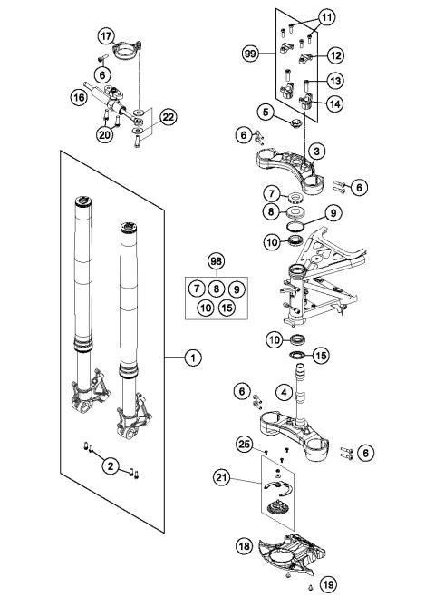 FRONT FORK, TRIPLE CLAMP           