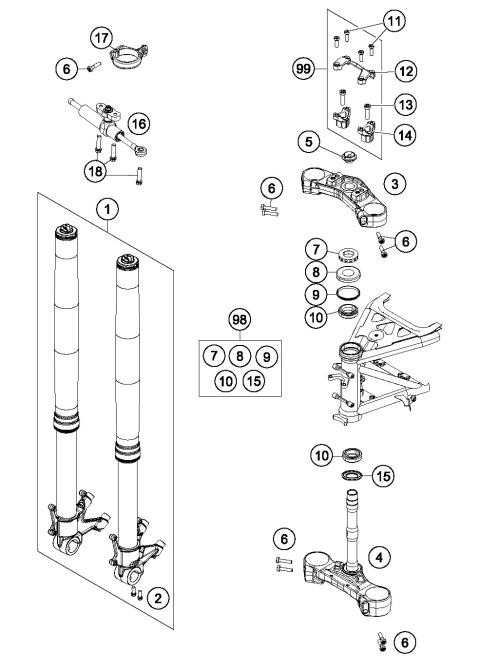 FRONT FORK, TRIPLE CLAMP           