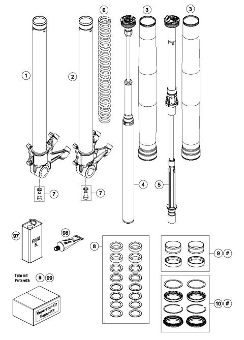 FRONT FORK DISASSEMBLED            