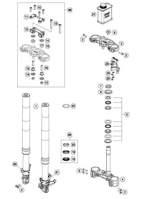 FRONT FORK, TRIPLE CLAMP           