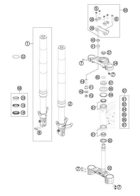 FRONT FORK, TRIPLE CLAMP           