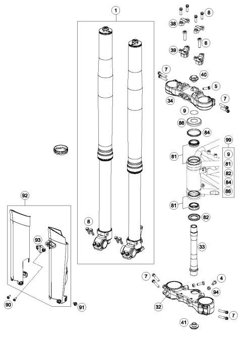 FRONT FORK, TRIPLE CLAMP           