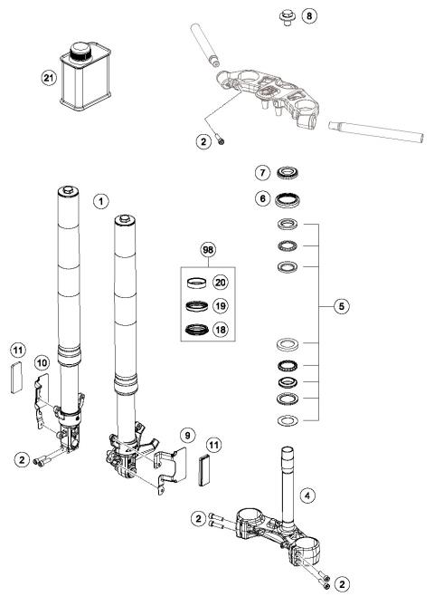 FRONT FORK, TRIPLE CLAMP           