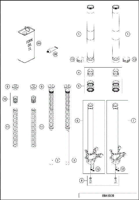 FRONT FORK DISASSEMBLED