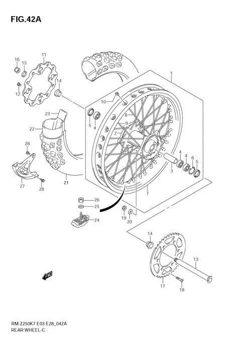 REAR WHEEL (MODEL K8)