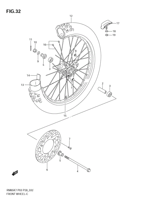 FRONT WHEEL (RM85LK7/LK8)