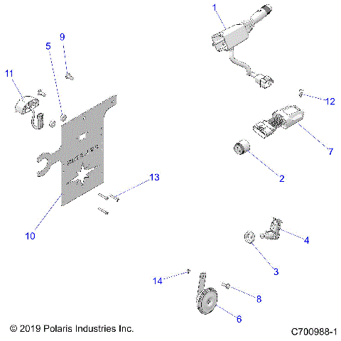 ELECTRICAL COMPONENTS, AND LICENSE PLATE - R20RRE99J1 (C700988-1)