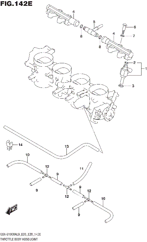 THROTTLE BODY HOSE/JOINT (GSX-S1000YAL9 E28)