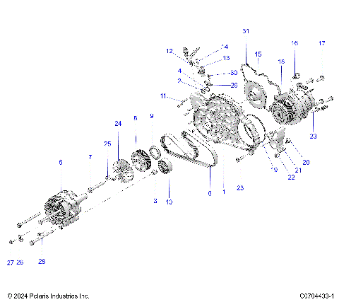 ENGINE, ALTERNATOR AND COMPRESSOR