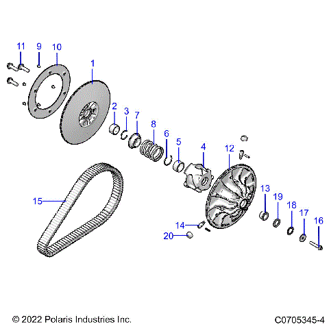 DRIVE TRAIN, SECONDARY CLUTCH - R23RRE99FJ/F9/RRS99CJ/EJ/F9/FJ/C9/E9/CK/EK (C0705345-4)