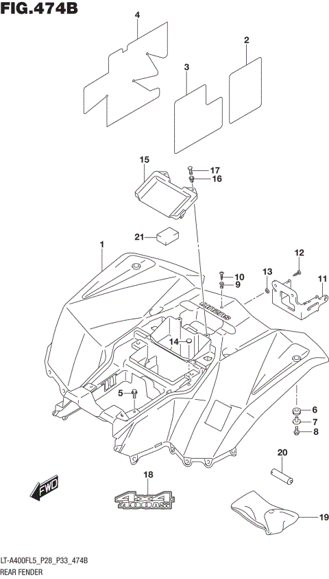 REAR FENDER (LT-A400FL5 P33)