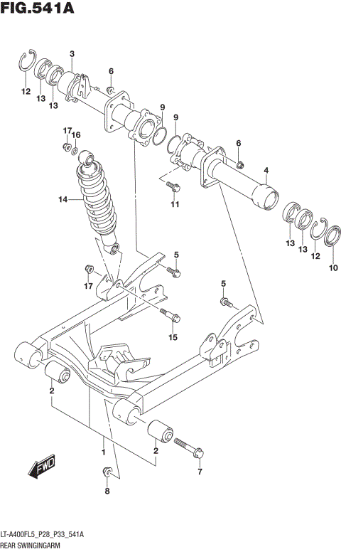 REAR SWINGINGARM (LT-A400FL5 P28)