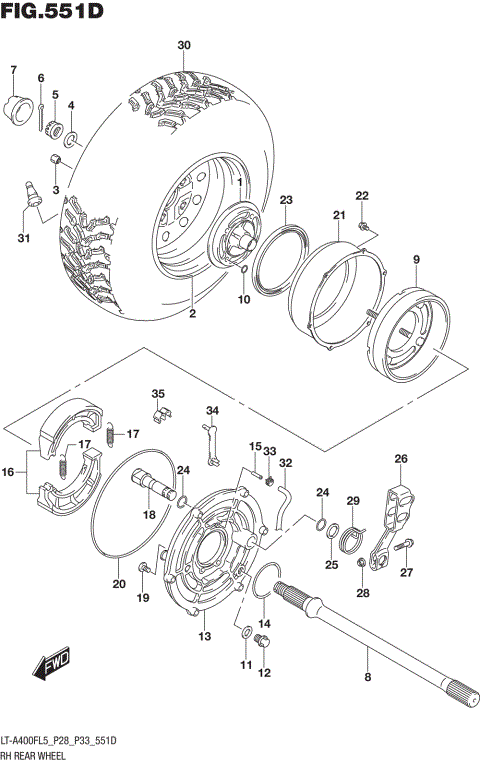 RH REAR WHEEL (LT-A400FZL5 P33)