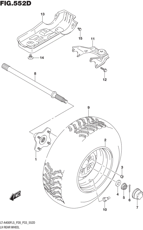 LH REAR WHEEL (LT-A400FZL5 P33)