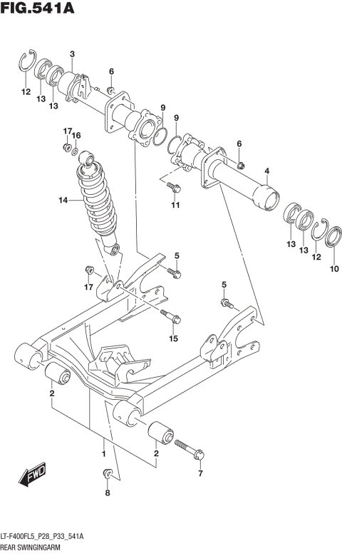 REAR SWINGINGARM (LT-F400FL5 P28)