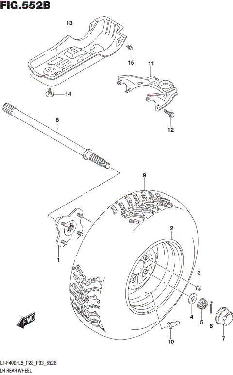 LH REAR WHEEL (LT-F400FL5 P33)