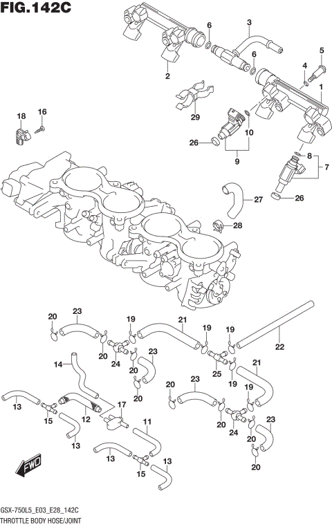 THROTTLE BODY HOSE/JOINT (GSX-R750L5 E33)