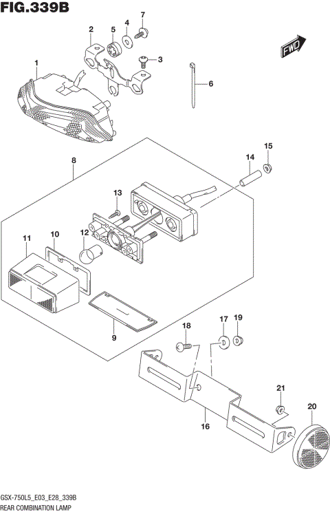 REAR COMBINATION LAMP (GSX-R750L5 E28)