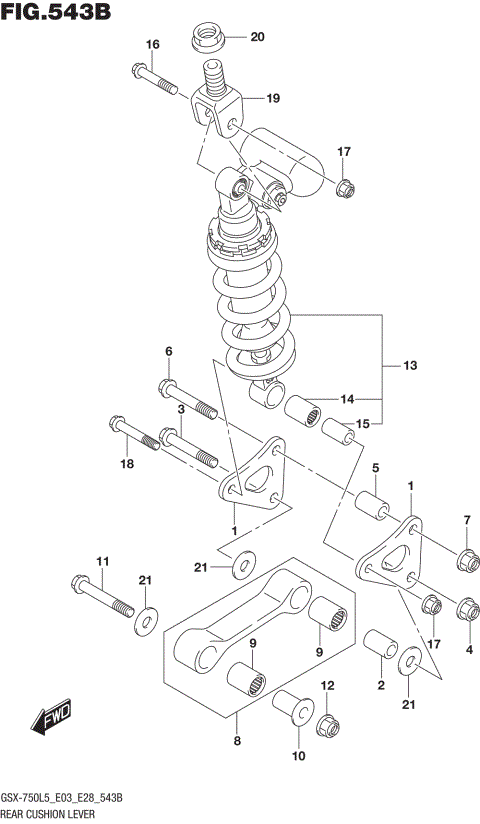 REAR CUSHION LEVER (GSX-R750L5 E28)