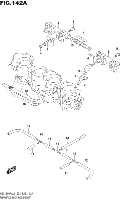 THROTTLE BODY HOSE/JOINT (GSX1300RAL5 E03)